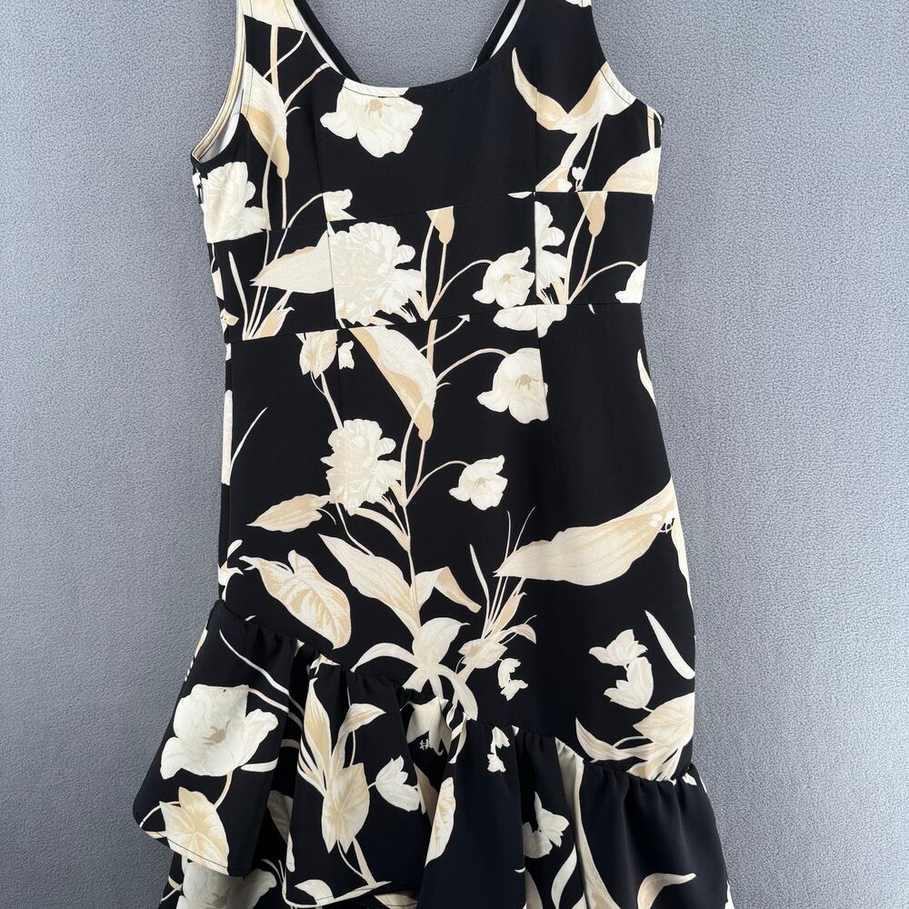 Chelsea 28 Print Tiered Ruffle Sleeveless Midi Dress Women S Black Plunge V Neck - Picture 7 of 14